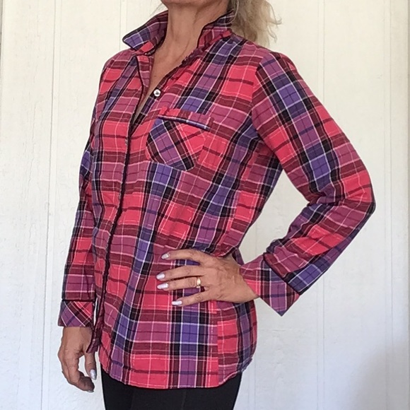 VICTORIAS SECRET FLANNEL SLEEP SHIRT MEDIUM - Picture 3 of 11